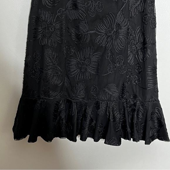 H by Halston Black Floral Motif Bell Hem Dress - Picture 4 of 10